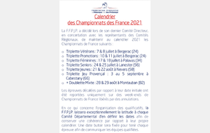 Calendrier championnats de France 2021