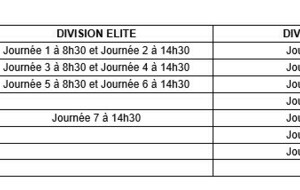 CDC VÉTÉRAN ÉLITE et autres divisions, dates et horaires