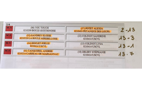 Championnat triplette Mixte à LONGCHAMP